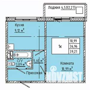 1-к квартира, вторичка, 39м2, 6/10 этаж