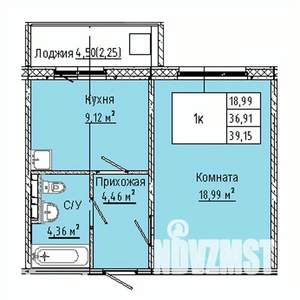1-к квартира, вторичка, 39м2, 2/10 этаж