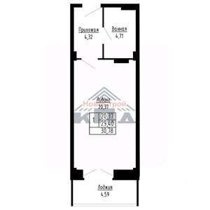 1-к квартира, строящийся дом, 31м2, 7/16 этаж