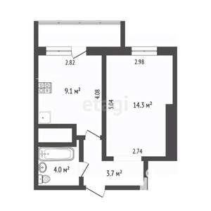 1-к квартира, вторичка, 33м2, 16/16 этаж