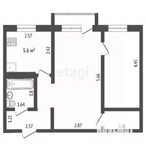 2-к квартира, вторичка, 39м2, 2/5 этаж