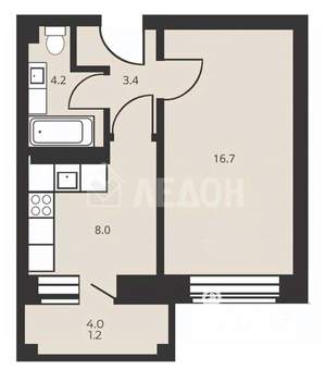 1-к квартира, вторичка, 32м2, 9/9 этаж