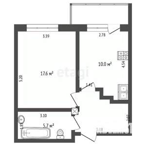 1-к квартира, вторичка, 42м2, 3/9 этаж