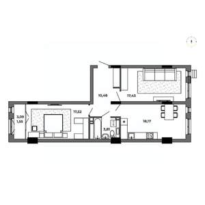 2-к квартира, вторичка, 69м2, 5/8 этаж