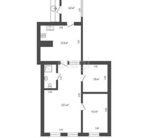 3-к квартира, вторичка, 55м2, 1/1 этаж