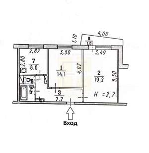 2-к квартира, вторичка, 53м2, 1/9 этаж
