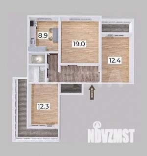 3-к квартира, вторичка, 70м2, 4/12 этаж