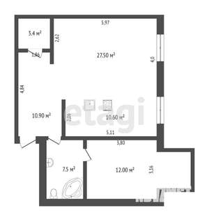 2-к квартира, вторичка, 72м2, 8/8 этаж