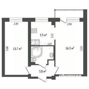 2-к квартира, вторичка, 43м2, 4/5 этаж