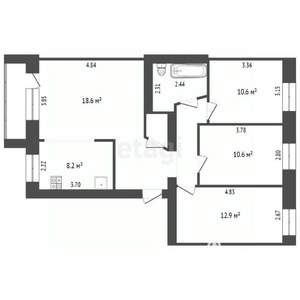3-к квартира, вторичка, 77м2, 4/5 этаж