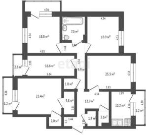 5-к квартира, вторичка, 164м2, 1/10 этаж