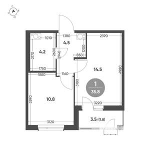 1-к квартира, вторичка, 36м2, 8/9 этаж