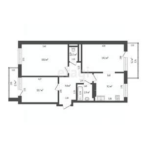 3-к квартира, вторичка, 66м2, 11/16 этаж