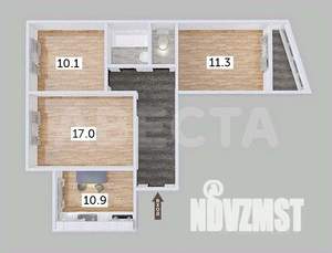 3-к квартира, вторичка, 63м2, 6/9 этаж