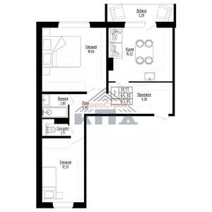 2-к квартира, строящийся дом, 68м2, 8/8 этаж