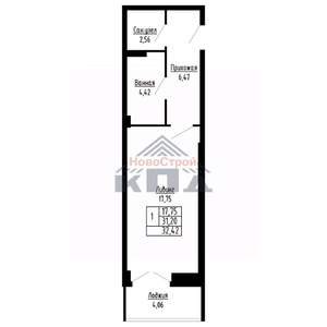 1-к квартира, строящийся дом, 32м2, 8/16 этаж