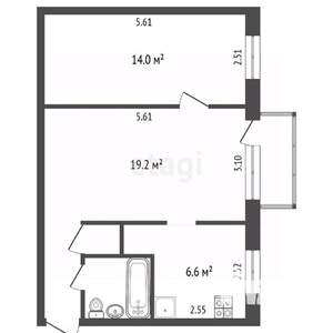 2-к квартира, вторичка, 45м2, 2/5 этаж