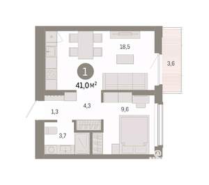 1-к квартира, вторичка, 41м2, 6/8 этаж