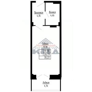 1-к квартира, вторичка, 30м2, 2/16 этаж