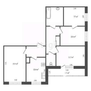 4-к квартира, вторичка, 81м2, 2/10 этаж