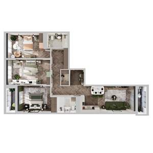 3-к квартира, строящийся дом, 100м2, 6/12 этаж