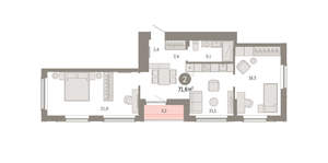 2-к квартира, вторичка, 72м2, 11/16 этаж