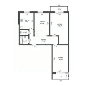3-к квартира, вторичка, 61м2, 3/9 этаж