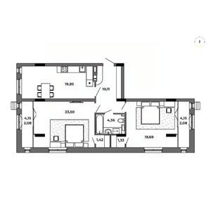 2-к квартира, строящийся дом, 84м2, 2/8 этаж