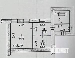 2-к квартира, вторичка, 52м2, 1/1 этаж