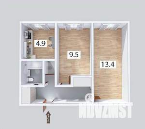 2-к квартира, вторичка, 39м2, 6/9 этаж