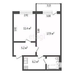 2-к квартира, вторичка, 44м2, 3/5 этаж
