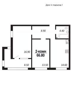 2-к квартира, вторичка, 67м2, 11/14 этаж