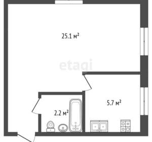 1-к квартира, вторичка, 33м2, 5/5 этаж
