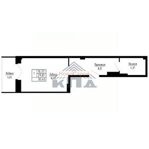 1-к квартира, строящийся дом, 30м2, 11/16 этаж