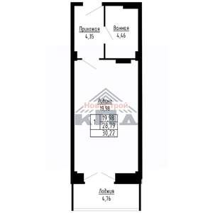 1-к квартира, вторичка, 30м2, 13/16 этаж