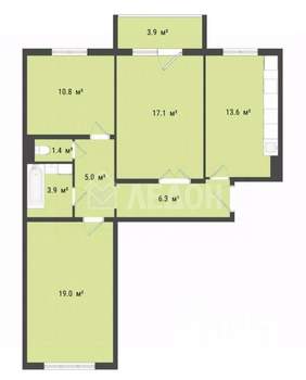 3-к квартира, вторичка, 77м2, 1/10 этаж