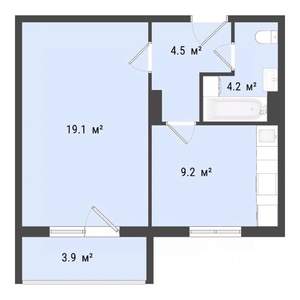 1-к квартира, строящийся дом, 37м2, 3/3 этаж