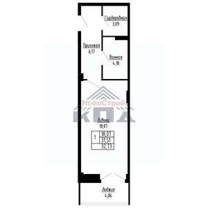 1-к квартира, вторичка, 33м2, 16/16 этаж