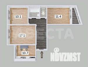 3-к квартира, вторичка, 63м2, 1/9 этаж