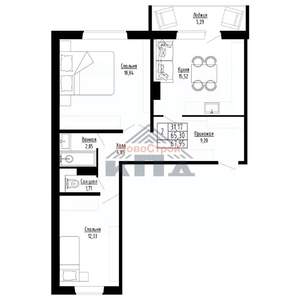 2-к квартира, строящийся дом, 68м2, 2/8 этаж