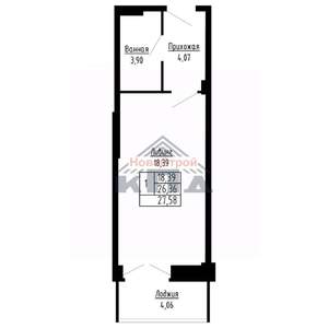 1-к квартира, строящийся дом, 28м2, 4/16 этаж