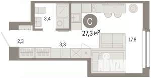 Студия квартира, вторичка, 27м2, 2/16 этаж