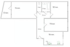 3-к квартира, вторичка, 63м2, 6/9 этаж