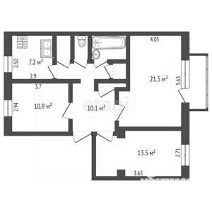 3-к квартира, вторичка, 70м2, 2/2 этаж