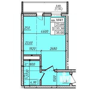 1-к квартира, строящийся дом, 35м2, 2/8 этаж