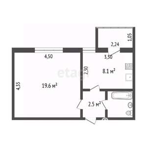 1-к квартира, вторичка, 34м2, 2/5 этаж