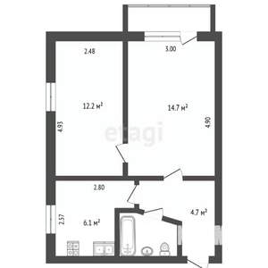 2-к квартира, вторичка, 41м2, 1/5 этаж