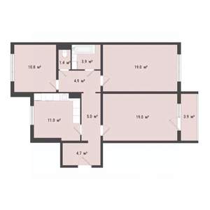 3-к квартира, строящийся дом, 80м2, 2/10 этаж
