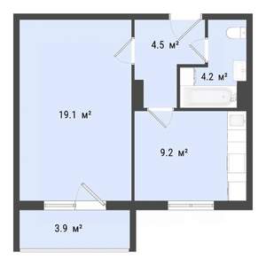 1-к квартира, строящийся дом, 37м2, 6/10 этаж
