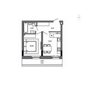 1-к квартира, строящийся дом, 34м2, 8/8 этаж